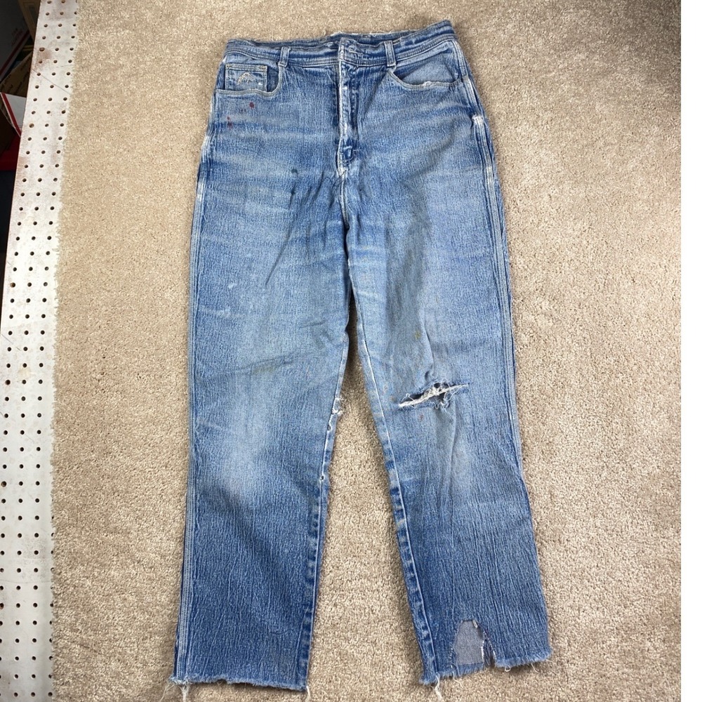 Vintage Jordache Mens Distressed‎ Light Wash Straight Leg Denim Jeans 31x26